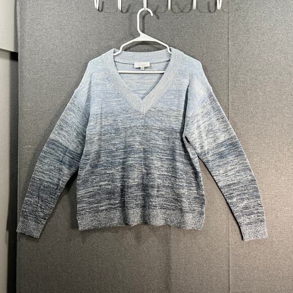Encore by Idina Menzel Relaxed V-Neck Sweater Blue Multi Size Small - Picture 1 of 9